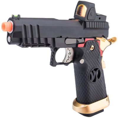 Evike Airsoft - AW Custom HX26 Match King Compact Hi-CAPA Gas Blowback Airsoft Pistol (Color: Red)