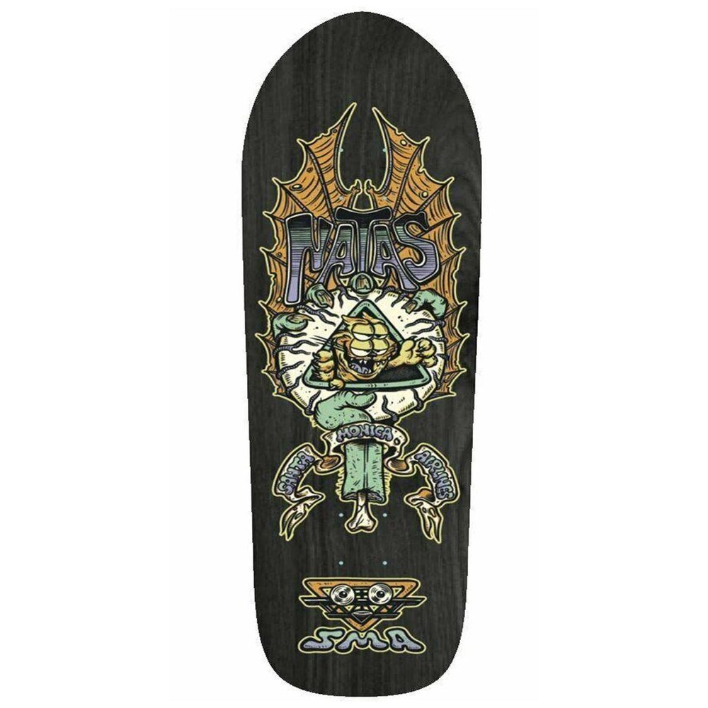 Santa Monica Airlines Natas Burrito Breath 9" X 31.5" Black Skateboard Deck Art by Phil Guy