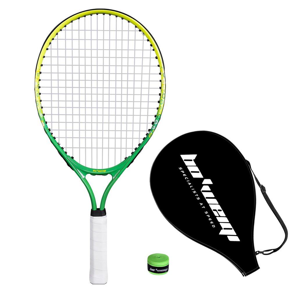bo'weiqi 21" Kids Tennis Racket for Aged 6-8, Lightweight Toddler Tennis Racket for Outdoor/Indoor Sports Including 1 Tennis Racket,1 Non-Slip Grip and 1 Shoulder Strap Bag Easy Carry(Green+Yellow)