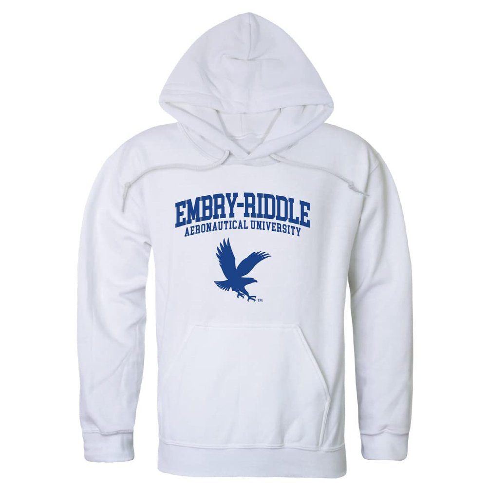 W Republic Embry-Riddle Aeronautical University Seal Fleece Hoodie Sweatshirts - White, Small