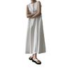 Korean Version Women's Dress Women's Loose Sleeveless A-line Vest Long Dress Women's Simple Cotton Linen Dress (White,one Size,One Size) view 1