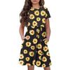21KIDS Girls Floral Dress Kids Boho Short Sleeve Pleated Casual Dress with Pockets for Girls, Yellow Flower, 8 Years view 2
