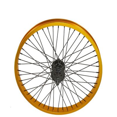 Bike 20 x 2.125 Alloy Rear Wheel 9T Driver 48 Spoke 14gSS/Black 14mm Axle Sealed Bearing Double Wall Gold.