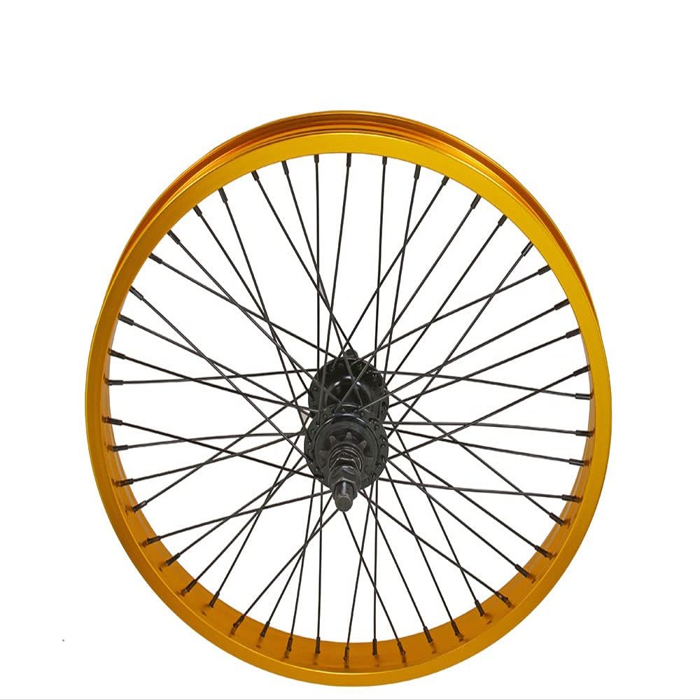 Bike 20 x 2.125 Alloy Rear Wheel 9T Driver 48 Spoke 14gSS/Black 14mm Axle Sealed Bearing Double Wall Gold.