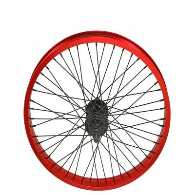 Bike 20 x 2.125 Alloy Rear Wheel 48 Spoke SS Black 9T 14mm Red Wall