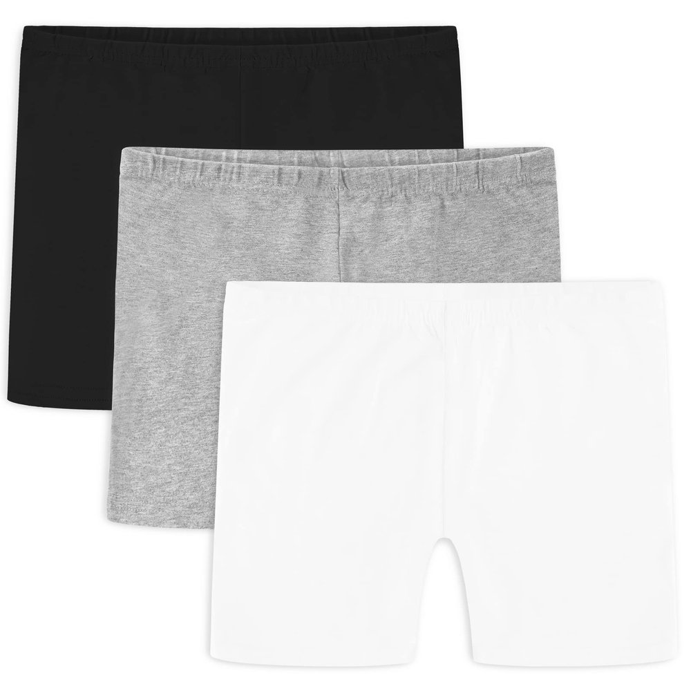 Auranso Girls Bike Shorts Cartwheel Breathable and Safety Biker Under Dress Dance Shorts Black White Grey 10-12 Years