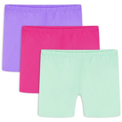 Auranso Girls Bike Shorts Cartwheel Breathable and Safety Biker Under Dress Dance Shorts Purple Rose-Red Green 7-8 Years