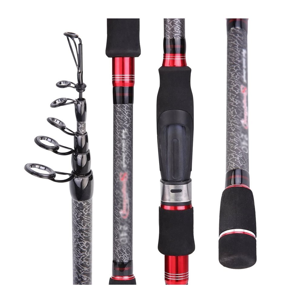 DYPASA Fishing Pole Fishing Rod Carbon Fiber Telescopic Fishing Pole Super Light Two Colors Fishing Tackle for Fishing 1.8/2.1/2.4/2.7M Fishing Rod (Size : Red Rod 2.4M)