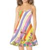 Coloranimal Colorful Butterflies Print Women's Summer Dresses Groovy Hippie Daisy 70s 80s Spaghetti Strap Sleeveless V Neck Casual Swing Sundresses Groovy Flower Party Cocktail A Line Dresses view 1