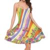 Coloranimal Colorful Butterflies Print Women's Summer Dresses Groovy Hippie Daisy 70s 80s Spaghetti Strap Sleeveless V Neck Casual Swing Sundresses Groovy Flower Party Cocktail A Line Dresses view 2