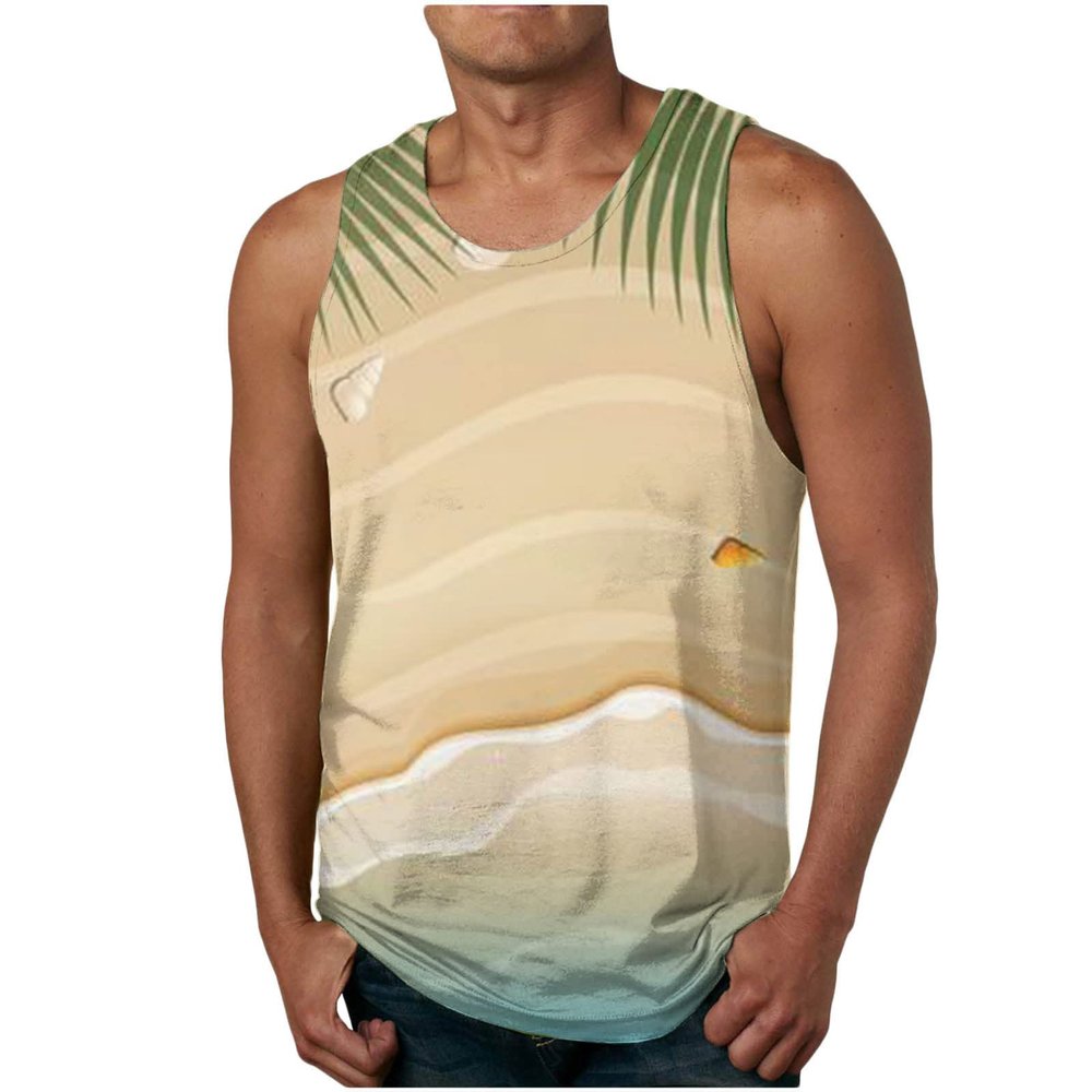 NaRHbrg Palm Tree Tanks Tops for Mens Cool Printed Graphic Sleeveless Tank Top Muscle Shirt for Workout Gym Jogging