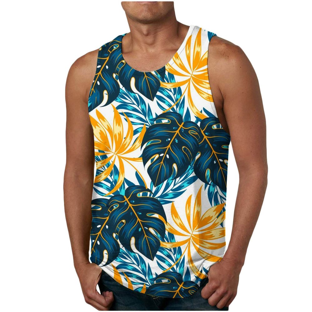 NaRHbrg Palm Tree Tanks Tops for Mens Cool Printed Graphic Sleeveless Tank Top Muscle Shirt for Workout Gym Jogging