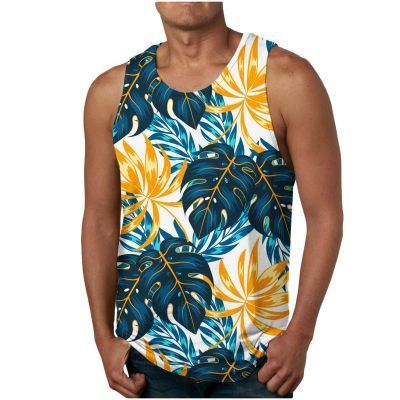 NaRHbrg Palm Tree Tanks Tops for Mens Cool Printed Graphic Sleeveless Tank Top Muscle Shirt for Workout Gym Jogging