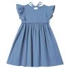 Csbks Toddler Baby Girls' Cotton-Linen Sundress with Ruffle Halter Sleeveless and Swing Dress Grey Blue 100 view 1