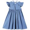 Csbks Toddler Baby Girls' Cotton-Linen Sundress with Ruffle Halter Sleeveless and Swing Dress Grey Blue 100 view 2