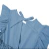 Csbks Toddler Baby Girls' Cotton-Linen Sundress with Ruffle Halter Sleeveless and Swing Dress Grey Blue 100 view 3