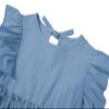 Csbks Toddler Baby Girls' Cotton-Linen Sundress with Ruffle Halter Sleeveless and Swing Dress Grey Blue 100 view 4