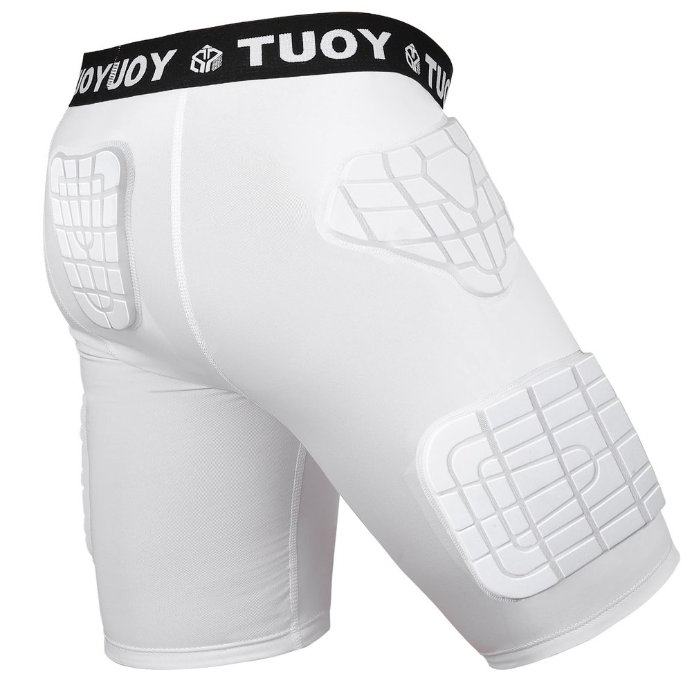 TUOYR Mens Padded Compression Short Football Girdle with Pads Hip Thigh Butt Tailbone Protector Pants Youth Adult Protective for Baseball Snowboard Skate Ski Kockey Cycling Baseball Rugby