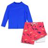 Boys Swim Set Size 6 Baby Boys' Rash Guard Shirts with Swim Trunks with Compression Lined UPF 50+ Red Shark view 1