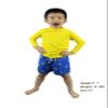 Toddler boy Swim Shirt Swim Trunks Sets Rash Guard Long Sleeve Swimsuit with Compression Liner UPF50+ Size 5T Blue Yellow Swim Ring Shark view 2