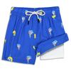 Toddler boy Swim Shirt Swim Trunks Sets Rash Guard Long Sleeve Swimsuit with Compression Liner UPF50+ Size 5T Blue Yellow Swim Ring Shark view 4