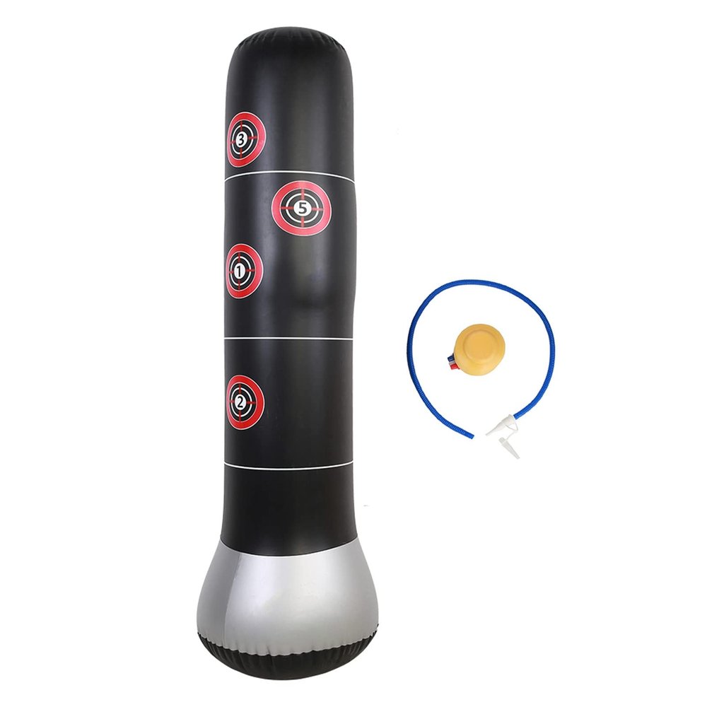 NDNCZDHC PVC Inflatable Boxing Bag, Boxing Punching Kick Training Column Bag Pressure Relief Accessory with Air Inflator Pedal Pump