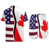 American and Canadian Flag Men's Hawaiian Sets Casual Button Down Beach Shirt with Shorts 2 Piece Suit with Pocket M view 4