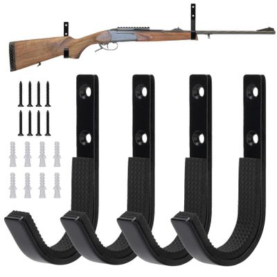 LOIUO Gun Rack Storage Wall Mount Rifles Shotgun Hooks Horizontal Metal Hangers for Storing Shotguns Rifles Archery Bow Heavy Duty Steel