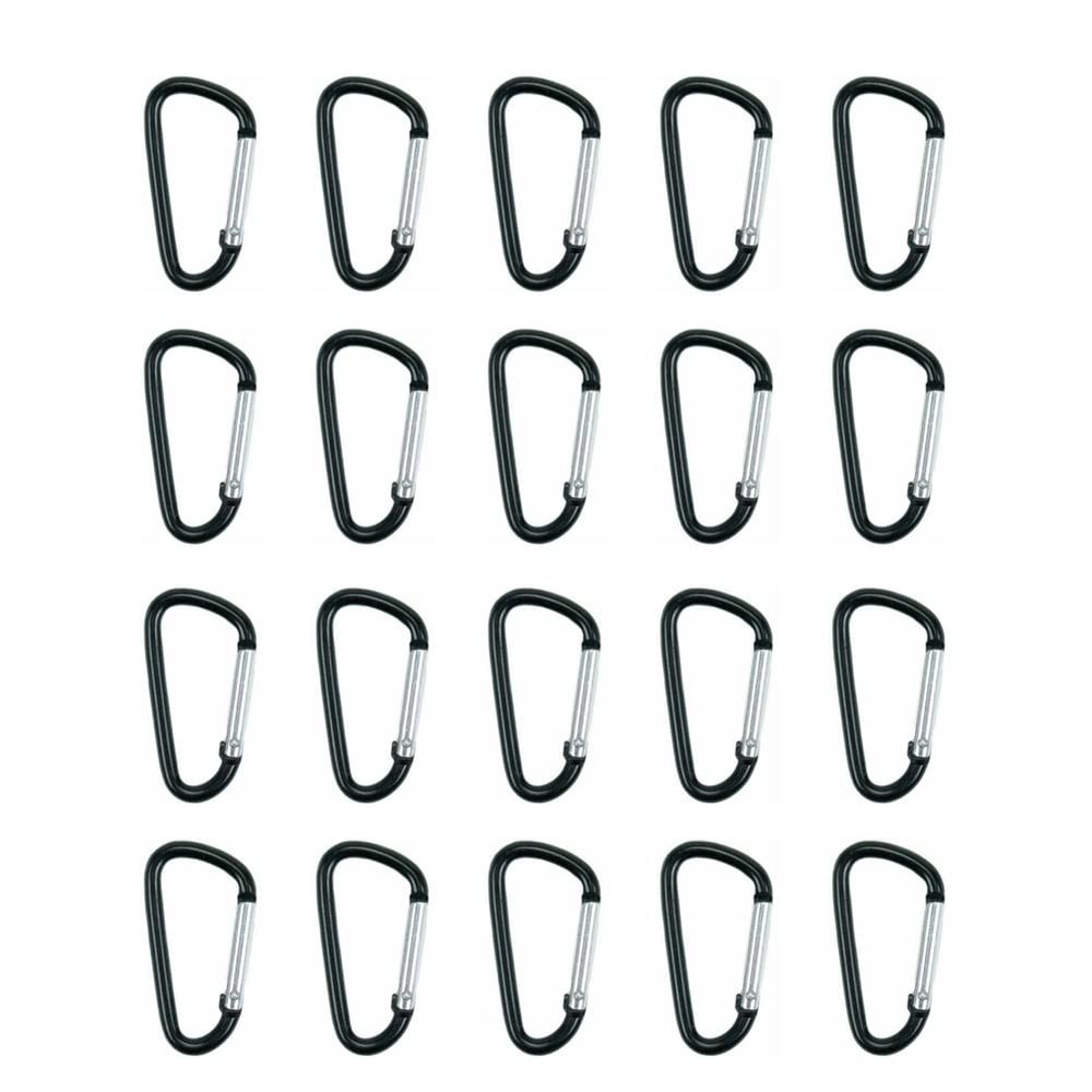 Magik 20-40 Pc D Shape Aluminum Carabiner Clips Spring Camping Snap Hook Keychain (20 Pack)
