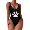 SEPTYK Black Animal Paw Print Women One Piece Swimsuit for Swimwear Sexy Monokini Sports Training Swimsuits S view 1