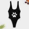 SEPTYK Black Animal Paw Print Women One Piece Swimsuit for Swimwear Sexy Monokini Sports Training Swimsuits S view 3