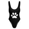 SEPTYK Black Animal Paw Print Women One Piece Swimsuit for Swimwear Sexy Monokini Sports Training Swimsuits S view 4
