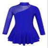 Loodgao Kids Girls Long Sleeve Figure Ice Skating Dance Dress Mesh Splice Gymnastics Leotard Dance Costume Royal Blue 8 view 1