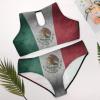 SEPTYK Mexico Flag Pattern Pattern Women Sexy Bikini 2 PC Plus Size Swimsuits Hollow Out High Neck Bathing Suit XL view 2