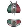 SEPTYK Mexico Flag Pattern Pattern Women Sexy Bikini 2 PC Plus Size Swimsuits Hollow Out High Neck Bathing Suit XL view 3
