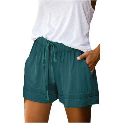 Summer Shorts for Women Casual Elastic Waist Stretch Drawstring Beach Shorts with Pockets Novelty Tie-Dye Short Pants Comfort