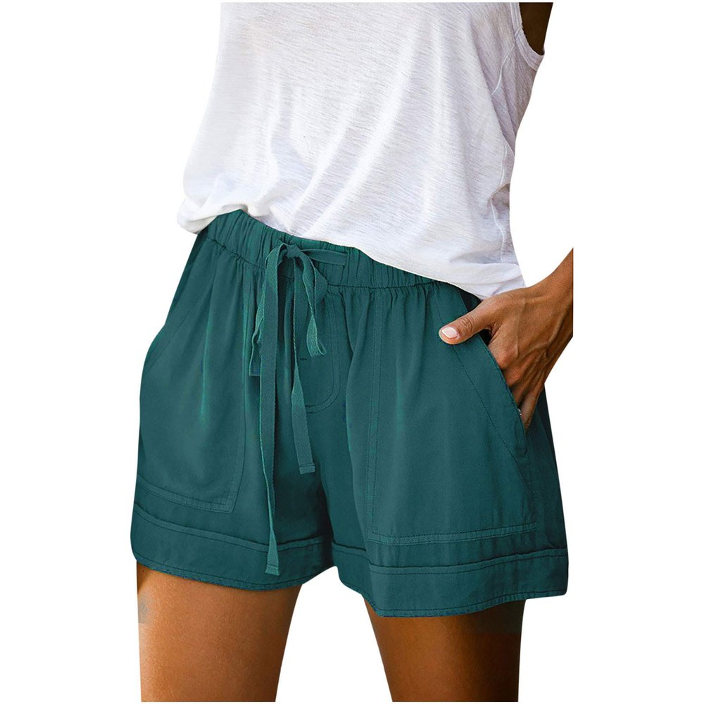 Summer Shorts for Women Casual Elastic Waist Stretch Drawstring Beach Shorts with Pockets Novelty Tie-Dye Short Pants Comfort