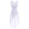 Lyrical Dance Costumes for Women Ballet Leotards Asymmetrical High Low Tulle Dress One-Piece Bodysuit Criss Cross Backless Shiny Sequin Sleeveless Modern Contemporary Dancewear White Flower M view 4
