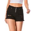 Ripped Jean Shorts for Women Casual Sexy Button-Fly High Rise Frayed Raw Hem Stretchy Denim Shorts Summer Hot Pant view 2