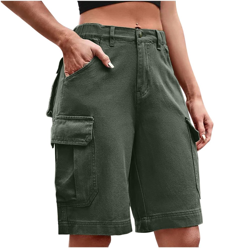 Uillui Cargo Shorts for Women Summer Outdoor Hiking Cargo Shorts High Waist Quick Dry Shorts Casual Loose Slacks with Pocket