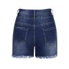 Distressed Jean Shorts Women's Ripped Denim Shorts Button Fly High Waist Summer Hot Raw Hem Casual Shorts w Pockets view 4