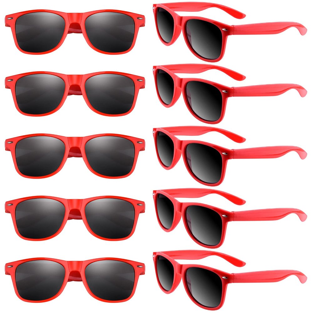 Bouiexye 48 Pack Party Sunglasses Bulk for Birthday Summer Wedding Party Goody Bag Fillers Supplies (Red)
