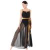 Lyrical Dance Costumes for Women, Modern Contemporary Dancewear Camisole Mesh Tulle Flowy Maxi Long Dress with Belt Adult Ballet Leotard Tank Bodysuit One-Piece Dance Costume Competition Black L view 1