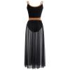 Lyrical Dance Costumes for Women, Modern Contemporary Dancewear Camisole Mesh Tulle Flowy Maxi Long Dress with Belt Adult Ballet Leotard Tank Bodysuit One-Piece Dance Costume Competition Black L view 4