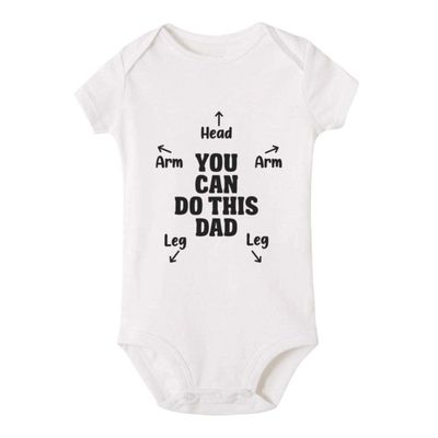Yeavomeny with Instructions for Dad Baby Short Sleeve Bodysuit Novelty Jumpsuit Bodysuit for Baby D-White