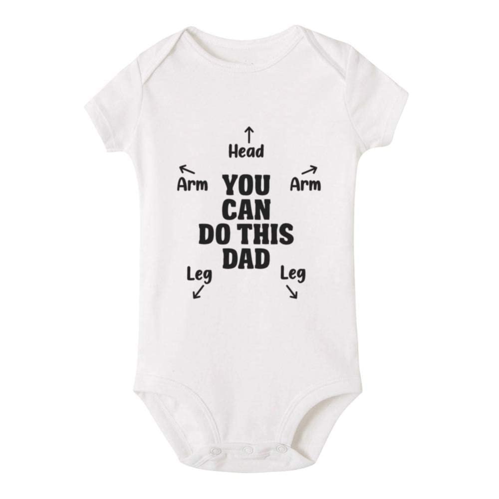 Yeavomeny with Instructions for Dad Baby Short Sleeve Bodysuit Novelty Jumpsuit Bodysuit for Baby D-White