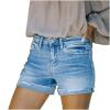 Womens High Rise Ripped Stretchy Jeans Shorts Ladies Summer Frayed Raw Hem Casual Denim Short Jeans for Teen Girls view 1