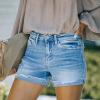 Womens High Rise Ripped Stretchy Jeans Shorts Ladies Summer Frayed Raw Hem Casual Denim Short Jeans for Teen Girls view 2