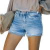 Womens High Rise Ripped Stretchy Jeans Shorts Ladies Summer Frayed Raw Hem Casual Denim Short Jeans for Teen Girls view 3