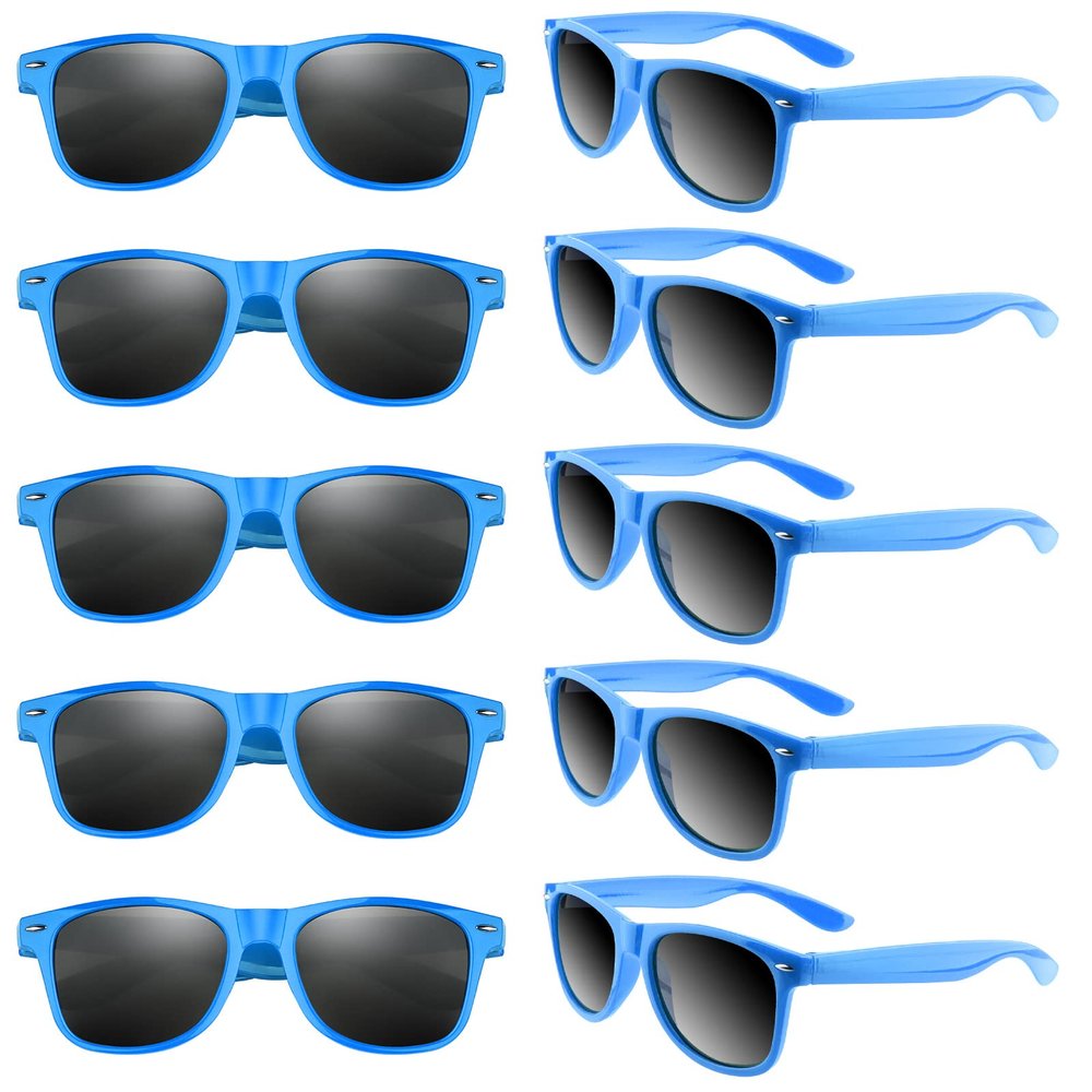 Bouiexye 48 Pack Party Sunglasses Bulk for Birthday Summer Wedding Party Goody Bag Fillers Supplies (Light-blue)